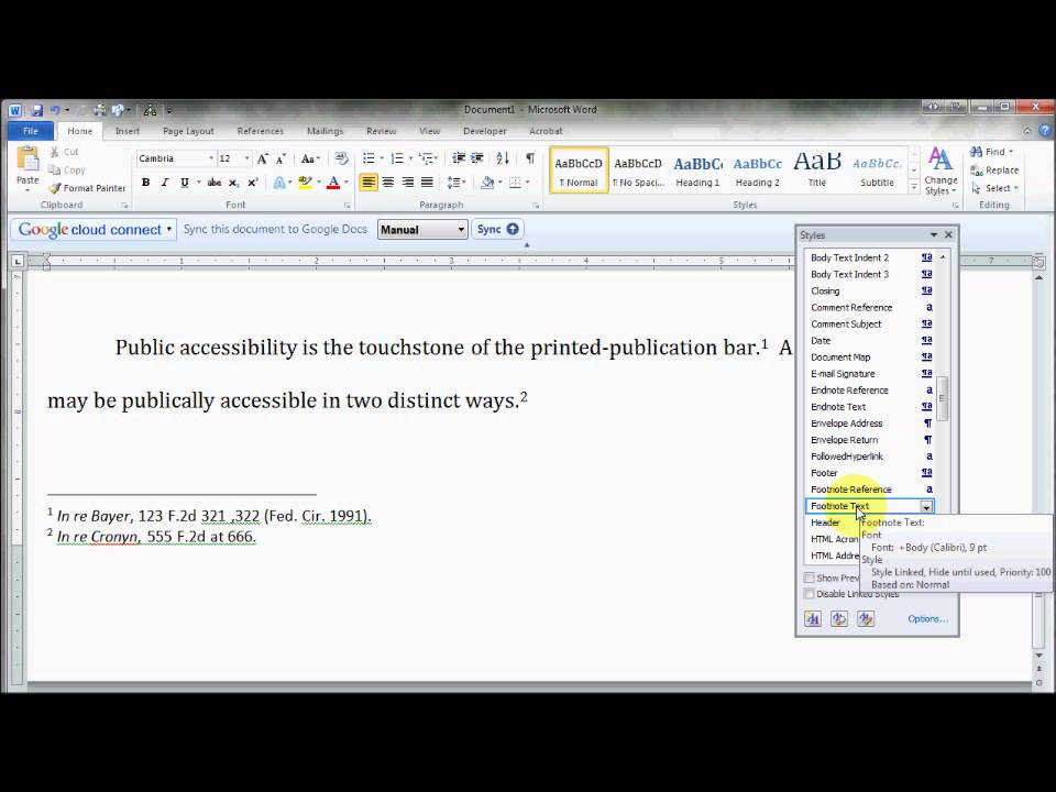 change formatting of footnotes in word for mac